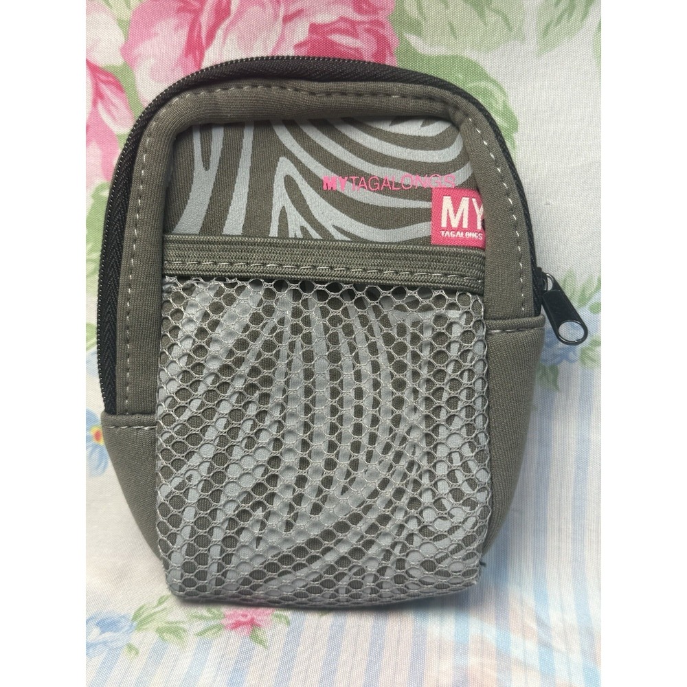 MYTAGALONGS Gray‎ Travel Pouch Phone Holder Case Mesh Pocket Belt Strap 4x5"